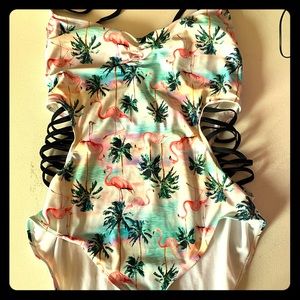 Flamingo one piece swimsuit